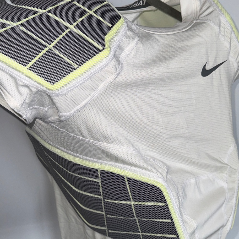 Nike Pro Combat Padded White Football Sports Shirt with Black and Yellow Accents